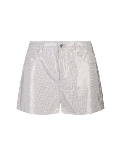Ermanno Scervino Shorts With Crystals In Silver