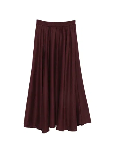 Ermanno Scervino Side-slit Flared Maxi Skirt In Burgundy