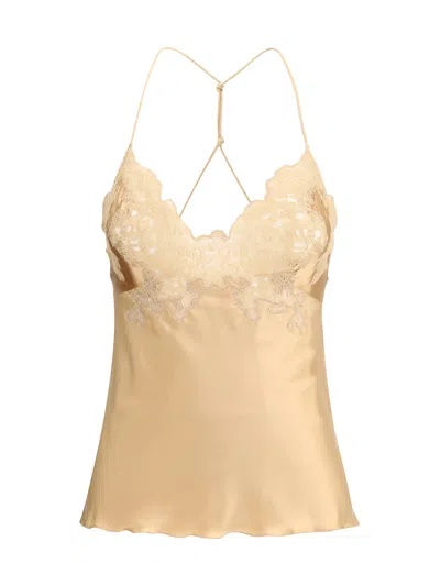 Ermanno Scervino Sleeved Top With Lace And Satin In Neutral