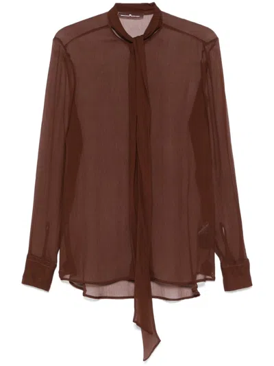 Ermanno Scervino Silk Blouse In Brown
