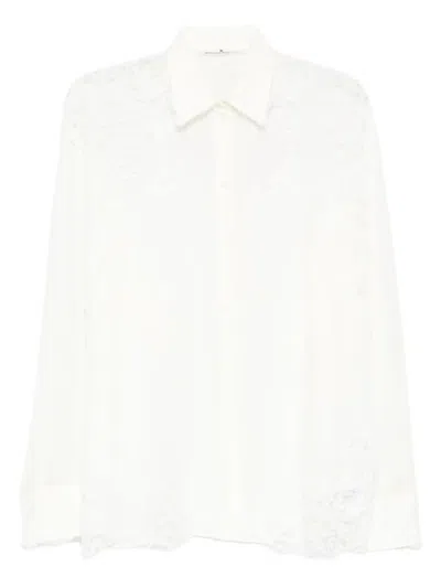 Ermanno Scervino Silk Blouse With Intricate Lace Detailing In White