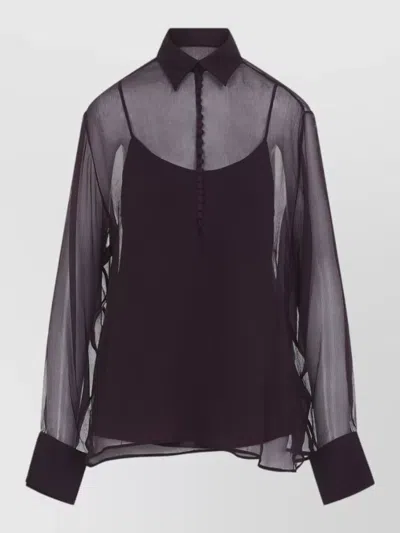 Ermanno Scervino Silk Chiffon Shirt Relaxed Silhouette In Black