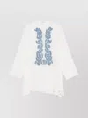 Ermanno Scervino Silk Kaftan With Embroidered Design And Asymmetrical Hem
