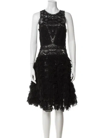 Pre-owned Ermanno Scervino Silk Knee-length Dress W/ Tags In Black