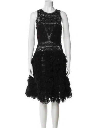 Pre-owned Ermanno Scervino Silk Knee-length Dress W/ Tags In Black