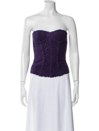Pre-owned Ermanno Scervino Silk Lace Pattern Top In Purple