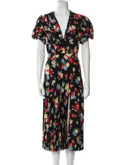 Pre-owned Ermanno Scervino Silk Long Dress W/ Tags In Black
