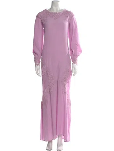 Pre-owned Ermanno Scervino Silk Long Dress W/ Tags In Purple