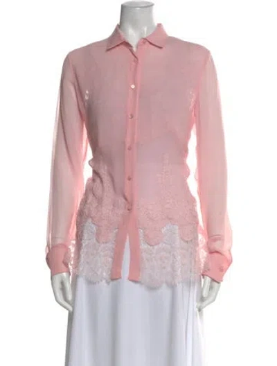 Pre-owned Ermanno Scervino Silk Long Sleeve Blouse In Pink