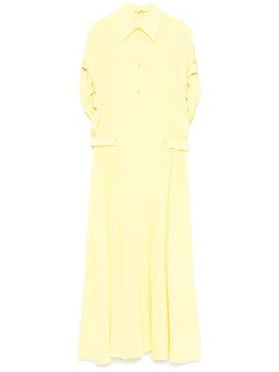 Ermanno Scervino Silk Midi Dress In Gold