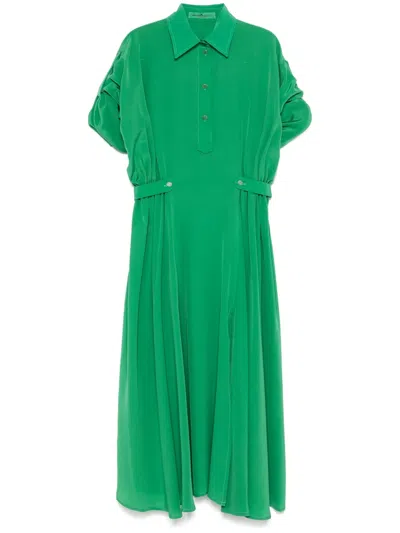 Ermanno Scervino Silk Midi Dress In Green