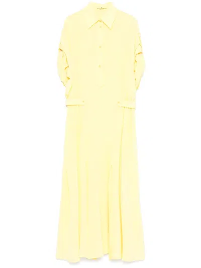Ermanno Scervino Silk Midi Dress In Yellow