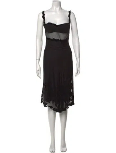Pre-owned Ermanno Scervino Silk Midi Length Dress In Black