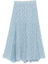 Ermanno Scervino Silk Midi Skirt In Blue