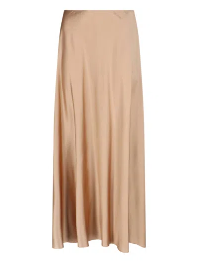 Ermanno Scervino Silk Midi Skirt In Brown