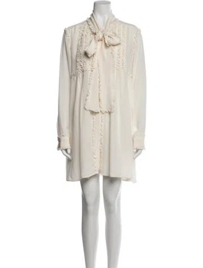 Pre-owned Ermanno Scervino Silk Mini Dress In Neutrals
