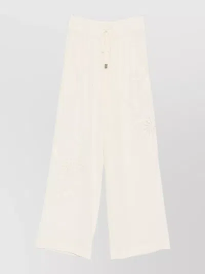 Ermanno Scervino Silk Pajama Trousers Wide Leg Waistband In White