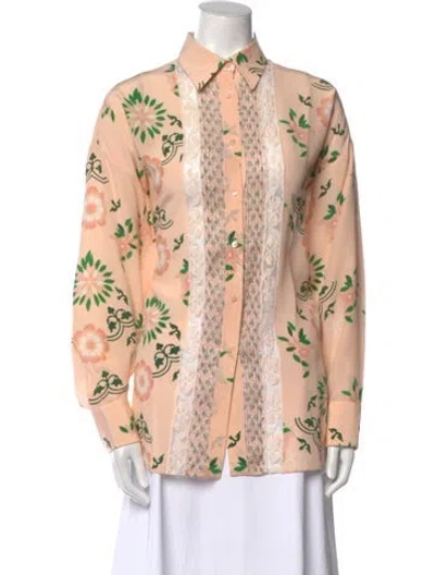 Pre-owned Ermanno Scervino Silk Printed Button-up Top In Neutral