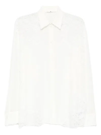 Ermanno Scervino Silk Blouse With Intricate Lace Detailing In White