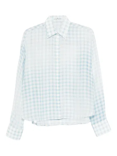 Ermanno Scervino Light Blue Checked Silk Shirt