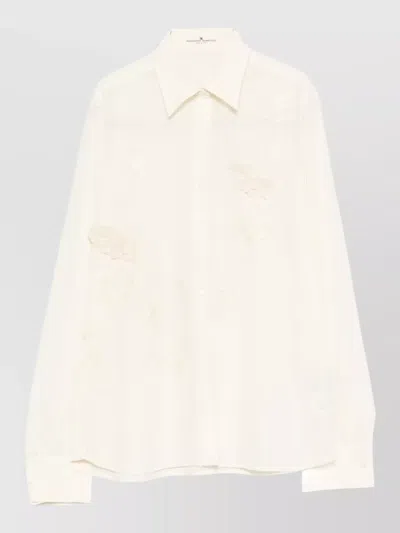ERMANNO SCERVINO SILK SHIRT EMBROIDERED LONG SLEEVES SHEER DESIGN