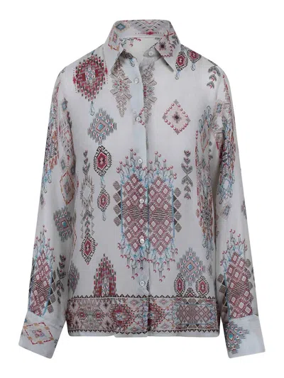 Ermanno Scervino Silk Shirt Geometric Printing In Multi