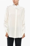 Ermanno Scervino Silk Shirt With Embroidered Collar In White