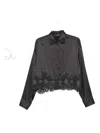 Ermanno Scervino Silk Shirt With Lace Trim In Gray