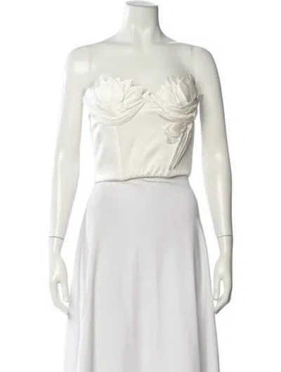 Pre-owned Ermanno Scervino Silk Strapless Top W/ Tags In White