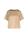 Ermanno Scervino Silk Crew-neck T-shirt With Short Sleeves In Brown