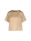 Ermanno Scervino Silk Crew-neck T-shirt With Short Sleeves In Brown