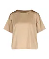 Ermanno Scervino Silk Crew-neck T-shirt With Short Sleeves In Brown