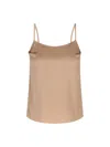 Ermanno Scervino Silk Tank Top With Round Neckline In Brown