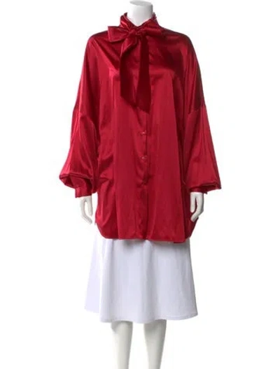 Pre-owned Ermanno Scervino Silk Tie Neck Blouse In Red