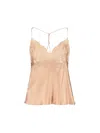 Ermanno Scervino Sleeved Top With Lace And Satin In Brown