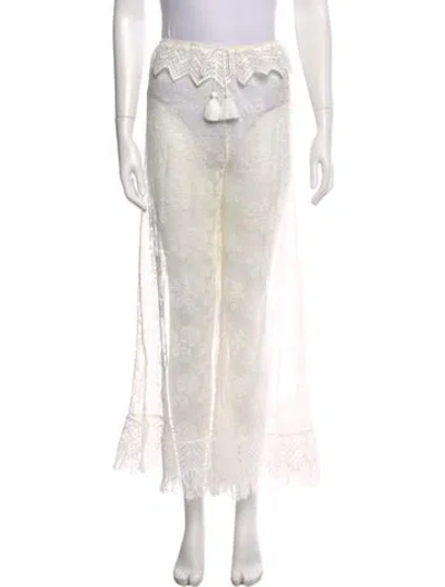 Pre-owned Ermanno Scervino Silk Wide Leg Pants In White