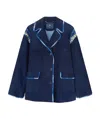 Ermanno Scervino Single-breasted Suede Jacket In Blue