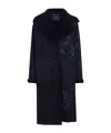 Ermanno Scervino Long Sleeve Suede Sheepskin Coat In Black