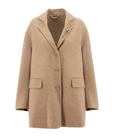 Ermanno Scervino Single Breasted Coat In Brown