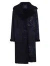Ermanno Scervino Long Sleeve Suede Sheepskin Coat In Multi