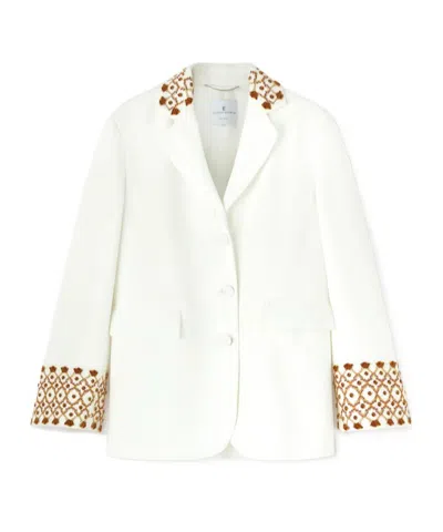 Ermanno Scervino Single-breasted Embroidered Blazer In White