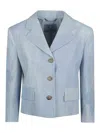 Ermanno Scervino Tailored Blue Jacket With Embroidered Sleeves In Denim