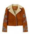 Ermanno Scervino Floral-embroidered Shearling Jacket In Brown