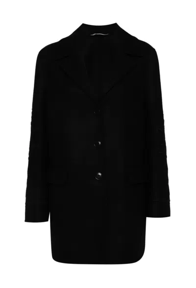 ERMANNO SCERVINO ERMANNO SCERVINO SINGLE-BREASTED WOOL COAT WITH EMBROIDERED SLEEVES