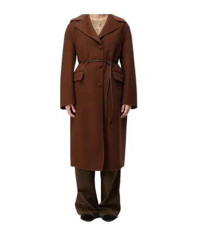 Ermanno Scervino Single-breasted Flap-pocket Coat In Brown