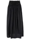 Ermanno Scervino Floral Lace Waistband Flowing Black Cotton Maxi Skirt In Black