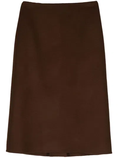 Ermanno Scervino Wool Midi Skirt In 91241 Tortoise Sh