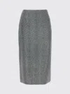 Ermanno Scervino Embellished High Waist Chevron Skirt In Gray
