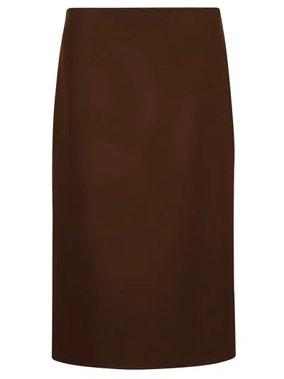Ermanno Scervino Double Wool Pencil Skirt In Brown