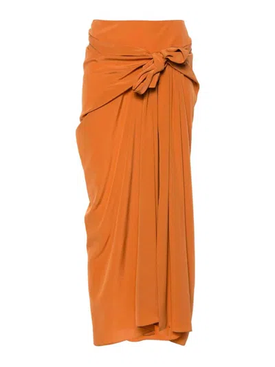 Ermanno Scervino Skirt With Knot In Marrone Marroni